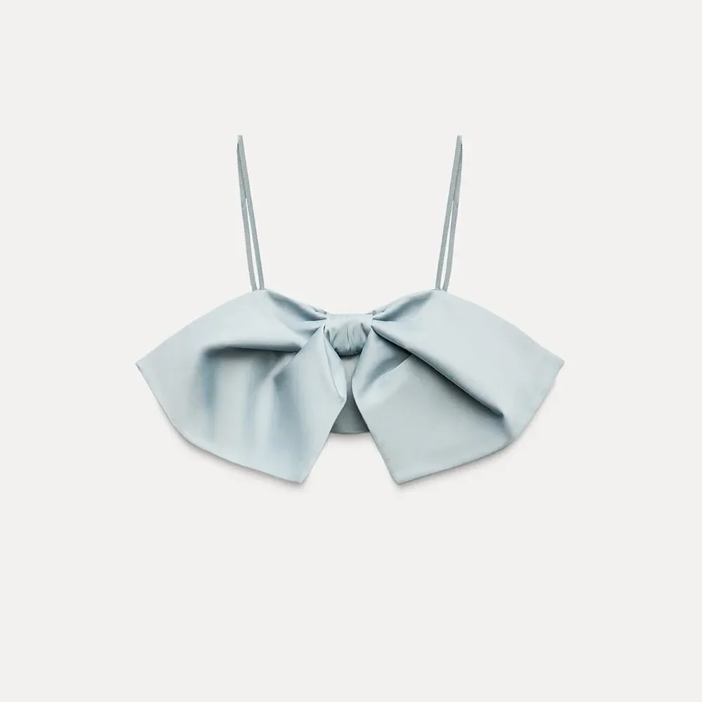 Zara satin effect bow crop top - Picture 4 of 8